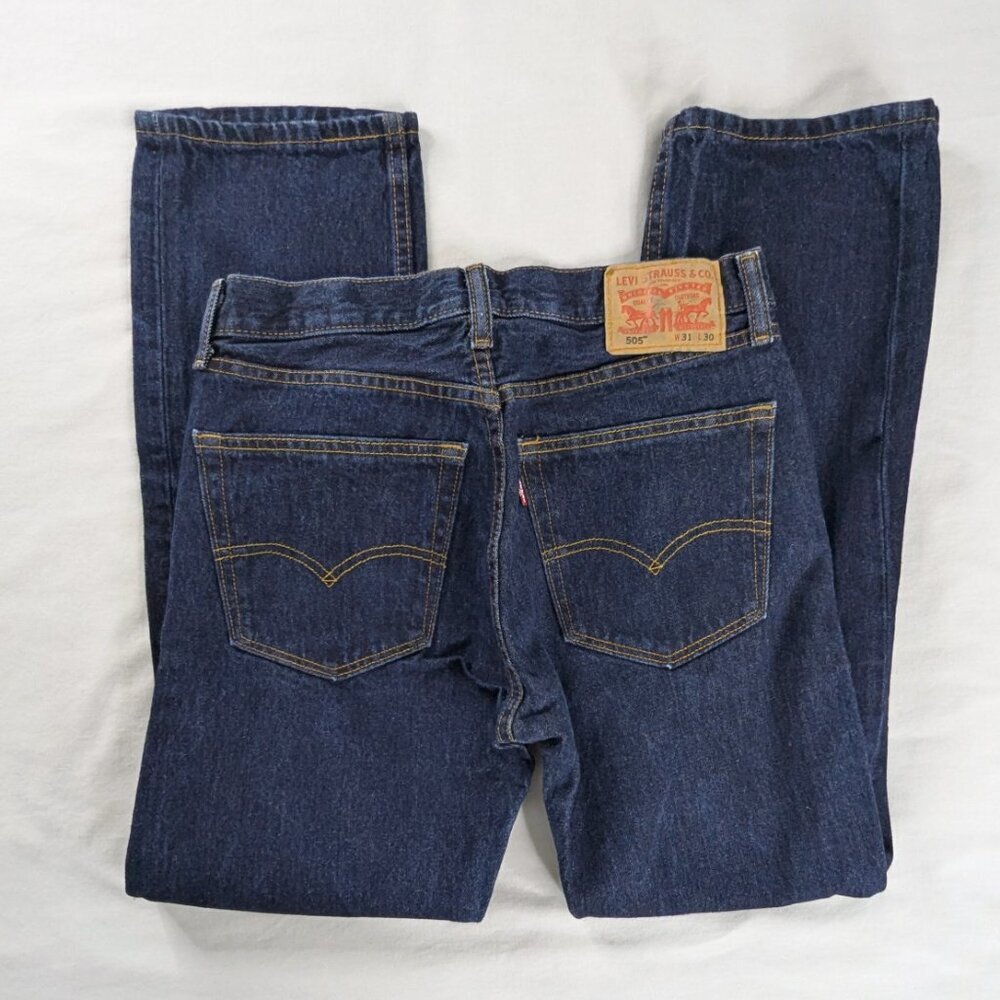 Levi's Retro Dark Wash Blue Denim 505 Straight Leg Jeans